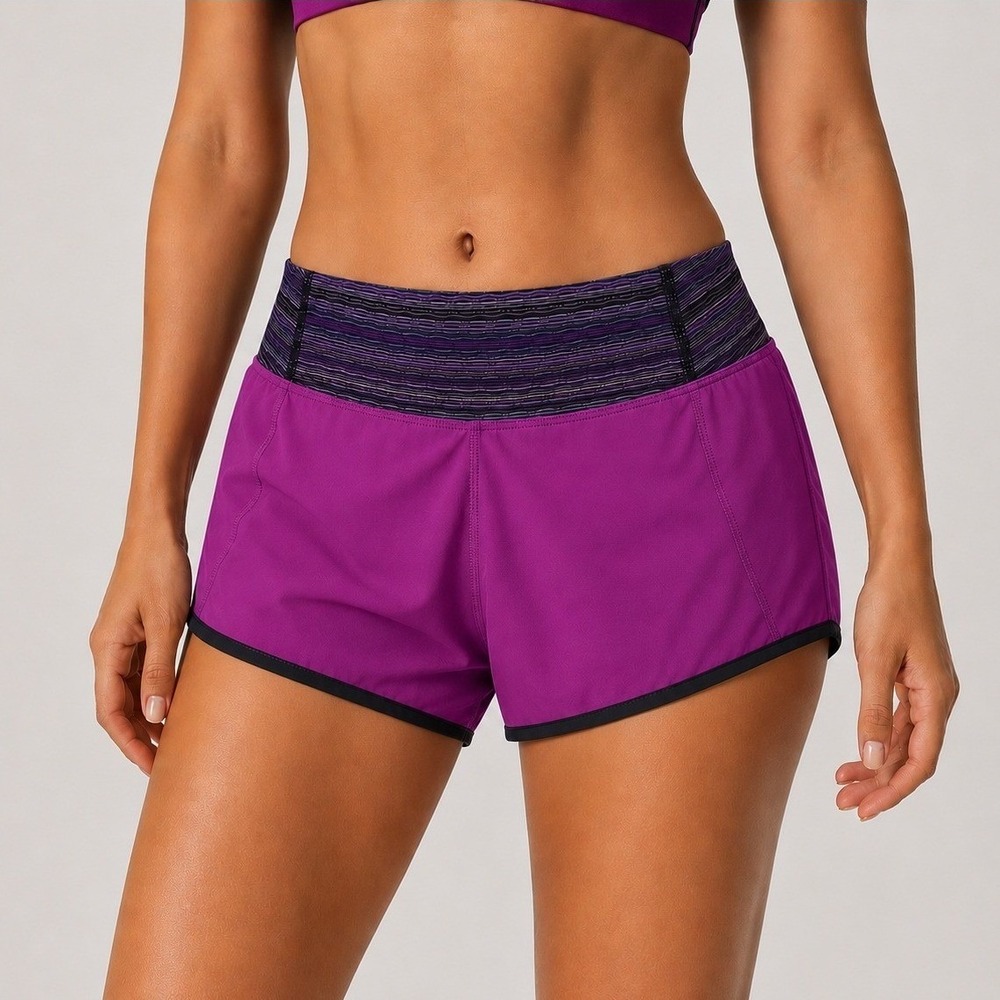 Lululemon Speed Up Shorts 6 Pink Purple Striped Waistband Activewear Gym Workout